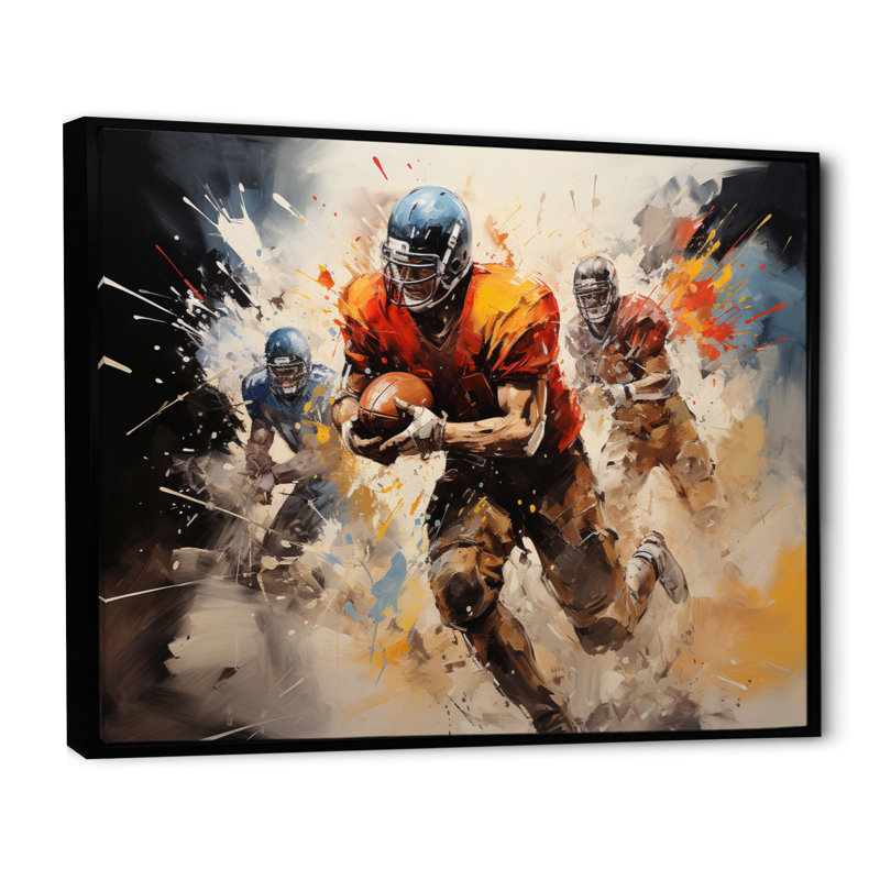 «Football Gridiron Symphony II», reproduction sur toile, Cadre flottant noir, H 30 po x l 40 po x P 1,5 po