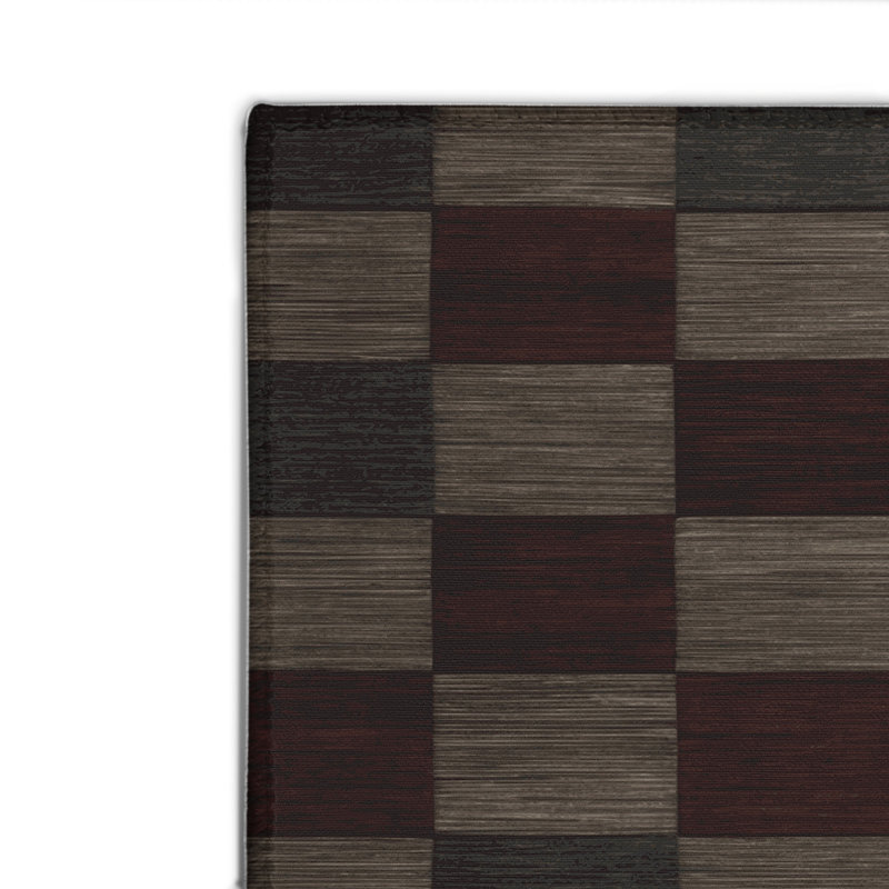 Checkered Brown Indoor and Outdoor Area Rug, Rectangle 2' x 3'