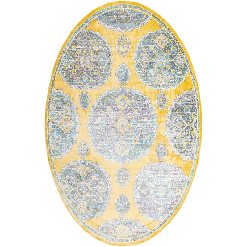 Haefner Floral Indoor Rug, Oval 5'5" x 8'