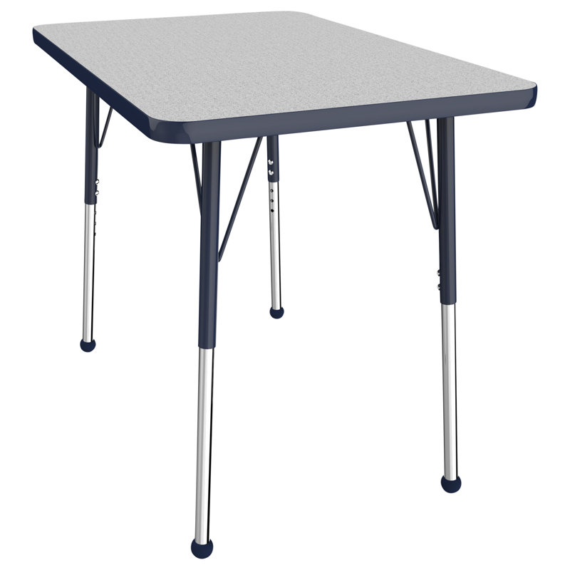 Table d'activité rectangulaire à hauteur réglable en forme de T, 30 po x 48 po, Gris/bleu marine, Super