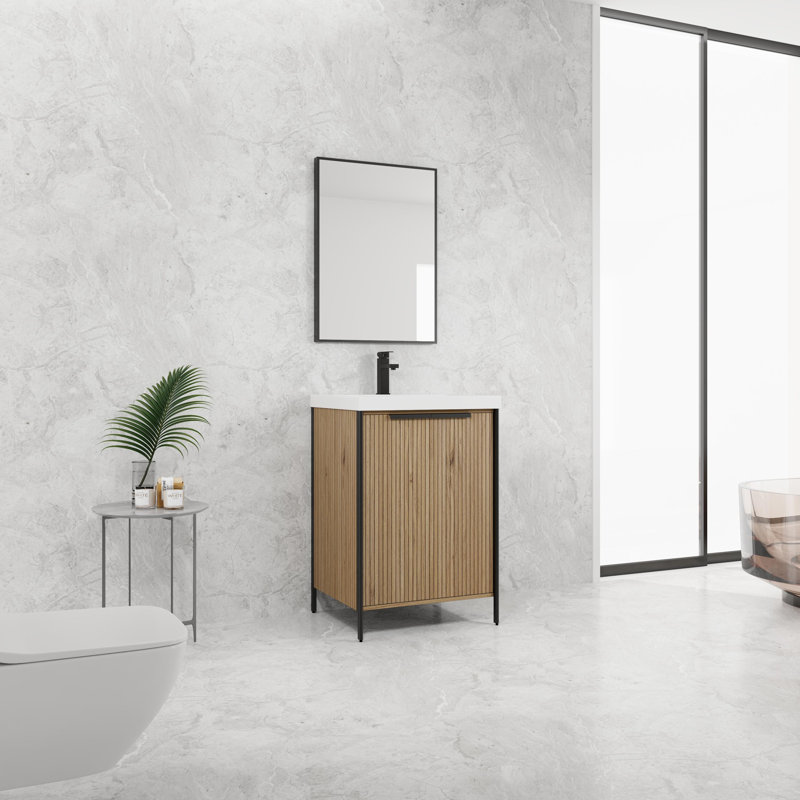 Meuble-lavabo autoportant avec lavabo en résine