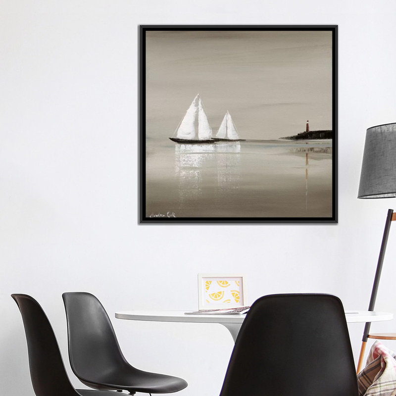 «Sailing I», reproduction sur toile, H 18 po x l 18 po x P 1,5 po, Toile avec cadre noir, Pas de tapis
