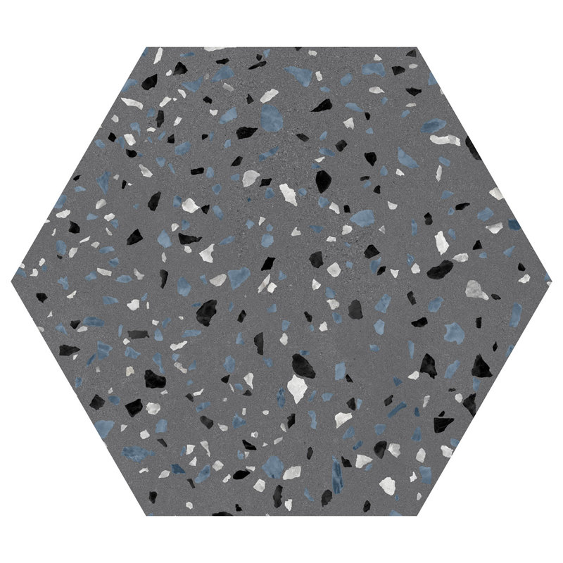 Kallisto 8-in. x 9-in. Hexagon Terrazzo Matte Porcelain Wall & Floor Tile, Pierre Gray