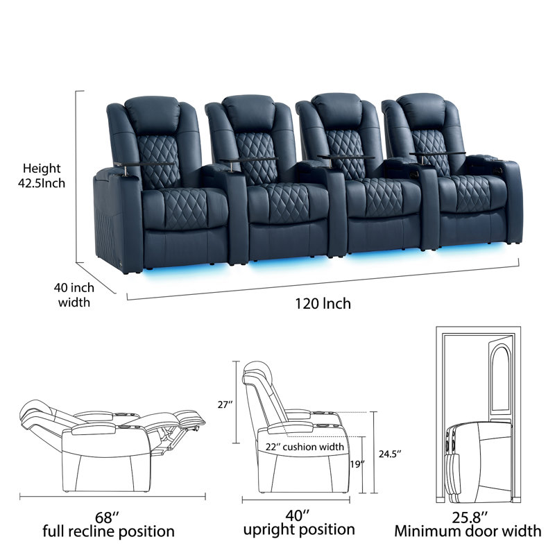 Fauteuil de cinéma inclinable Power Zero Gravity, Bleu