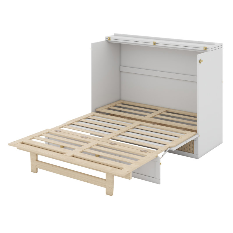 Murphy Bed with Large Drawers, Full, White