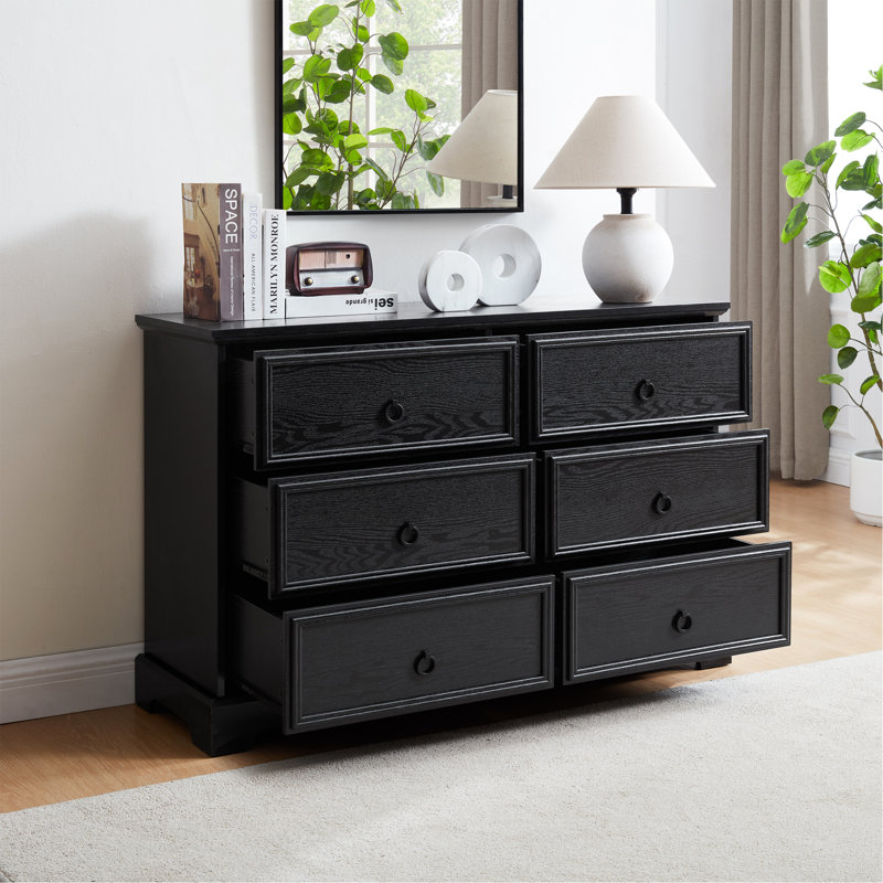 Farmhouse 6-Drawer Chest, Black