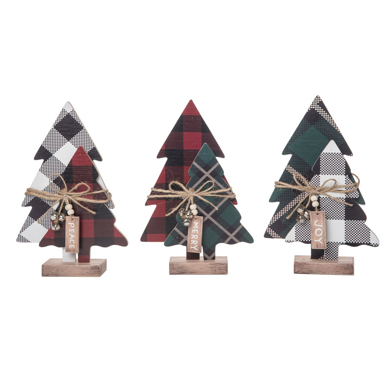 Ensemble de 3 arbres de Noël écossais avec clochettes