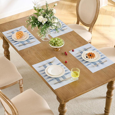 Rectangle PVC Placemats Set of 4 - Heat Resistant Non-Slip Woven Table Mats, Washable & Durable
