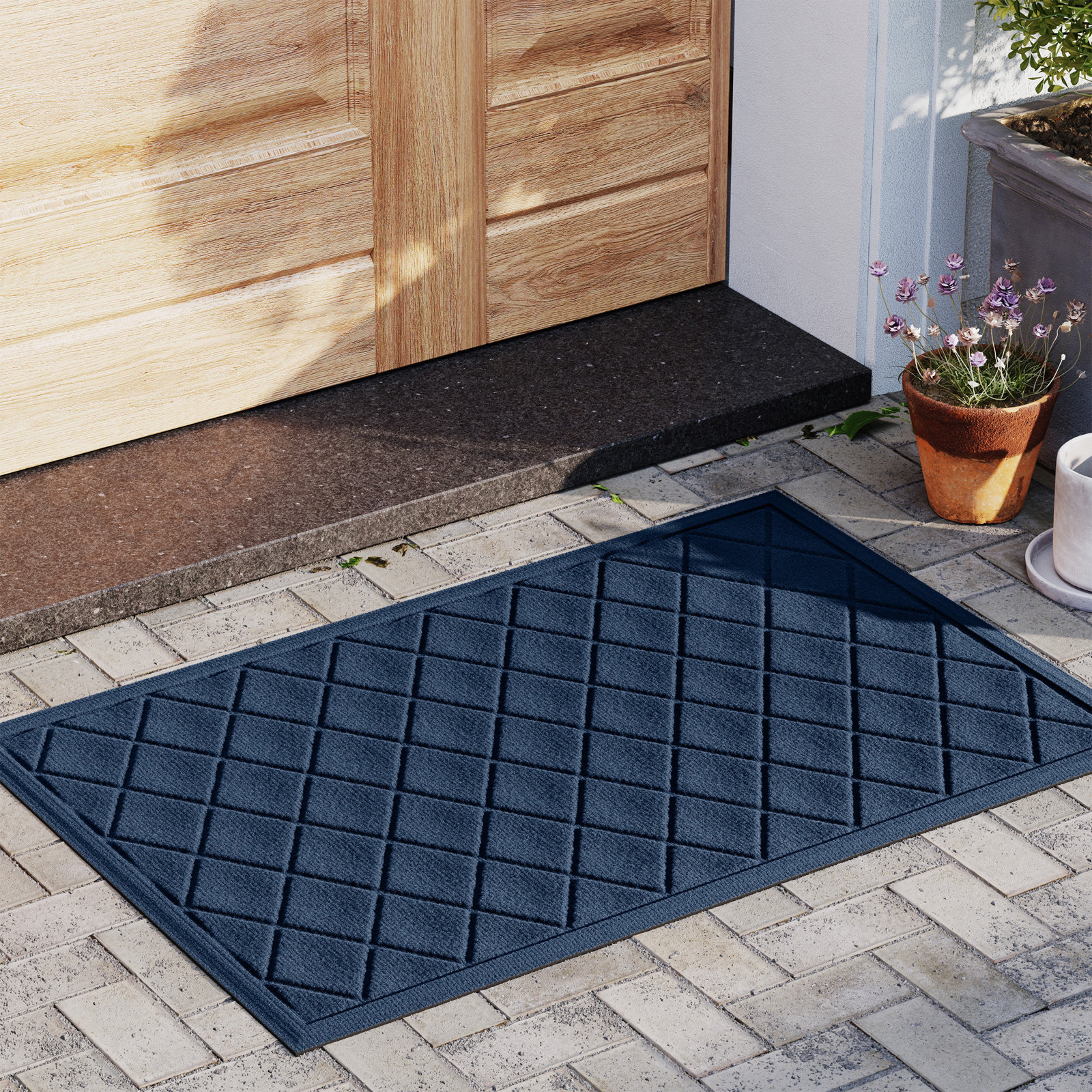 WaterHog Non-Slip Indoor/Outdoor Doormat, Navy, Rectangle 24" x 36"