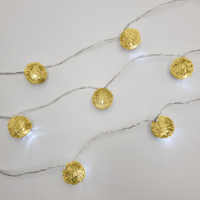 Janyssa Battery Operated String Lights with 20 Gold Balls