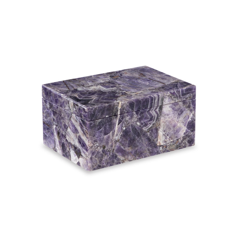 Handmade Amethyst Decorative Box, 5" H x 10" W x 7" D