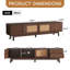 Meuble télé 80 po Mid-Century avec portes coulissantes en rotin et 2 tiroirs, console multimédia pour le salon