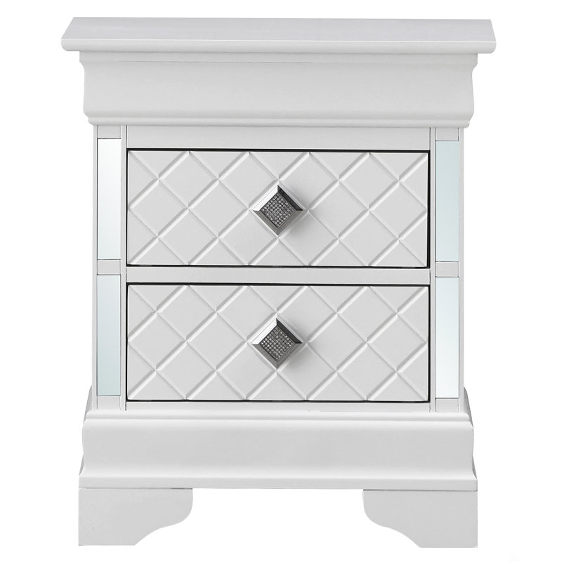 Table de chevet avec rangement, Blanc