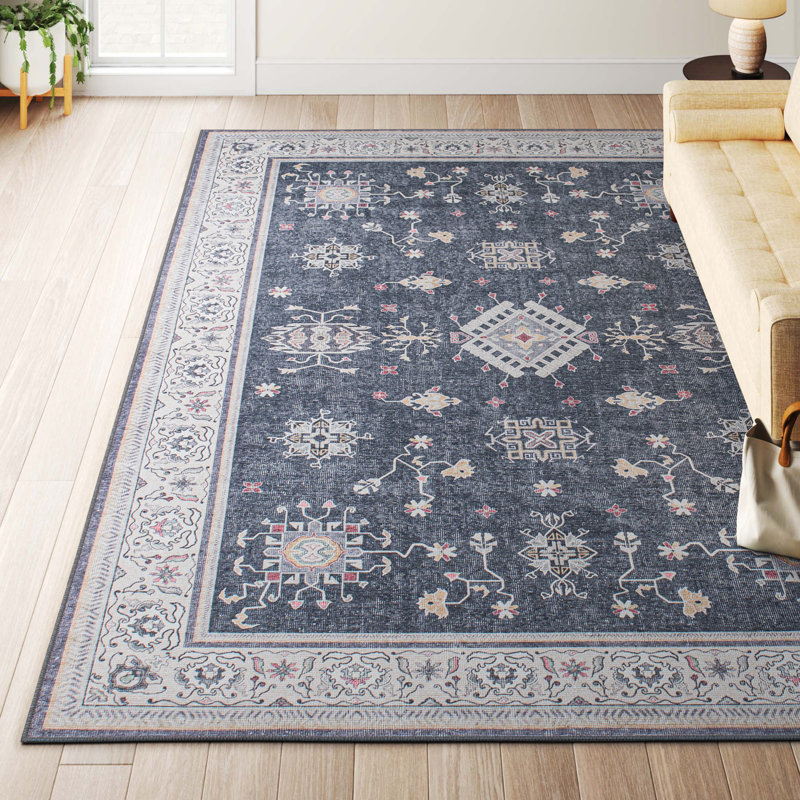 Berneth Machine Washable Oriental Area Rug, Rectangle 7'7" x 9'6"