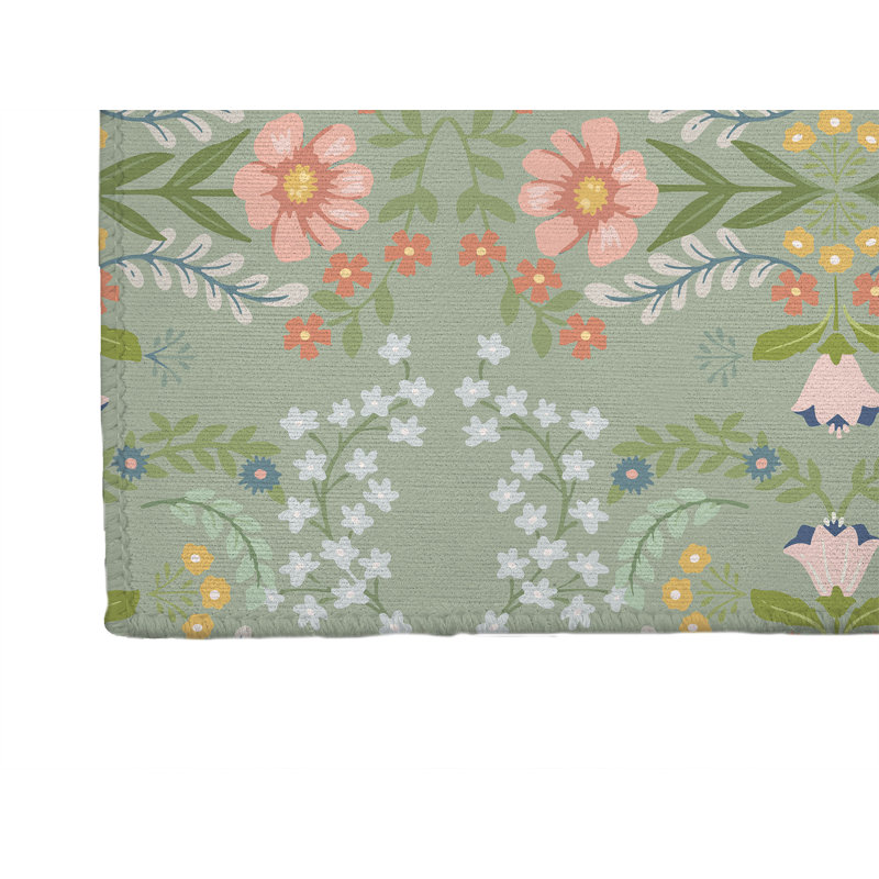 Tapis à linge Cecelia, Rectangle 5 pi x 7 pi, Sauge