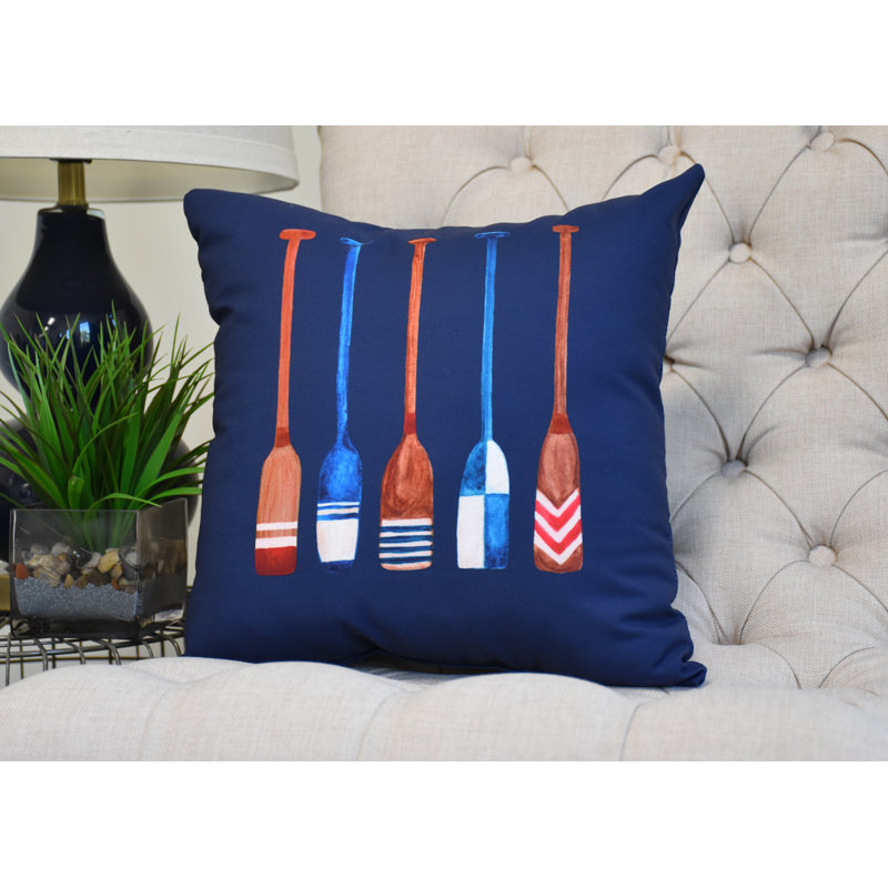 Nantucket Reversible Throw Pillow, Navy, 16" x 16"