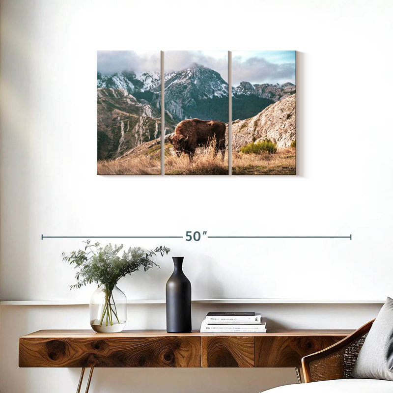 Brampt Bison Lost In The Mountains, 20" H x 33" W