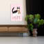 Cute Cat Pink Socks Whimsical Abstract Contemporary Cat Winter Landscape Wall Art Print 1 Piece Wrapped Canvas Wall Art-1466029249
