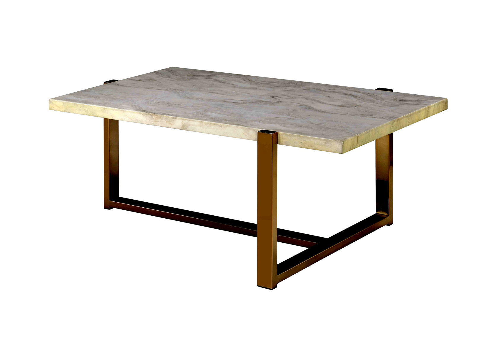 Everly Quinn Faux Marble Top & Champagne Finish Coffee Table | Wayfair