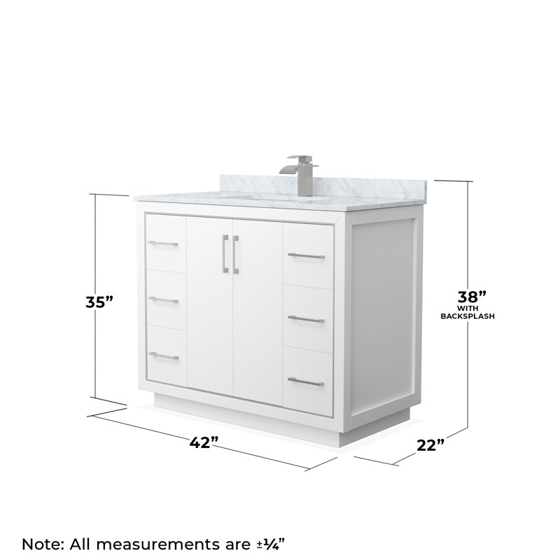 Ensemble de meuble-lavabo simple 42 po Icon, Nickel brossé, Blanc