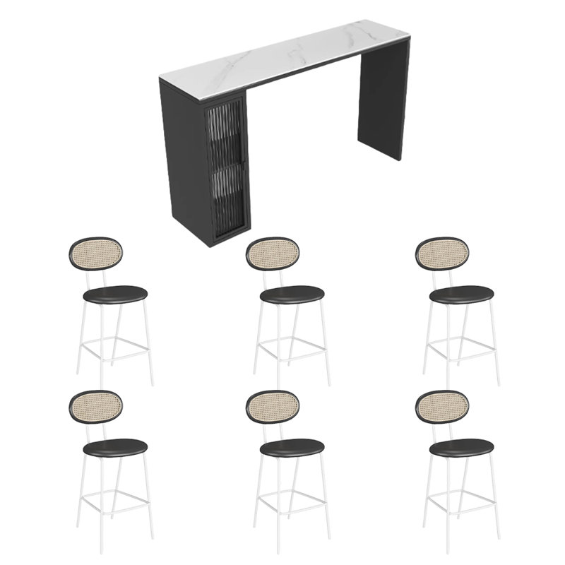 Table de bar moderne de style moderne, Noir / blanc, Blanc/Noir, H 41,3 po x L 70,8 po x l 15,7 po