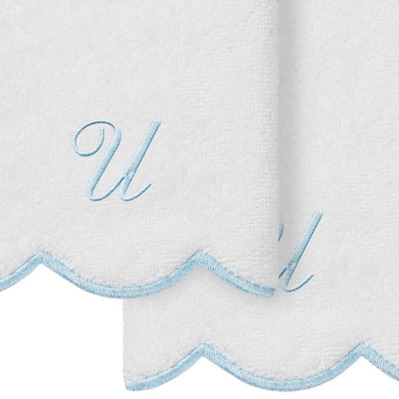  Ensemble de serviettes 100% coton turque ADORNIA, Blanc / Bleu, U, Ensemble de 2 serviettes à doigts