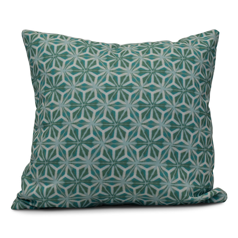 Intercoastal Waterway Geometric Reversible Throw Pillow, 16" H x 16" W, Green