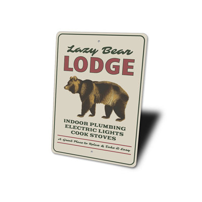Lazy Bear Lodge Aluminum Sign