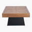 Table basse moderne carrée 31,5 po pour le salon, plateau en grain de bois brun et base noire, table d'appoint de style maison de campagne de style Mid-Century
