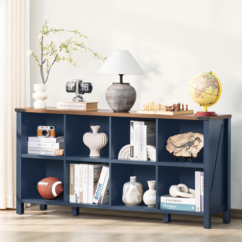 Bibliothèque de rangement Farmhouse, (2 tablettes) H 29,7 po x l 62 po x P 13,6 po, Bleu
