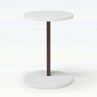 C-Shaped End Table with Wood Frame
