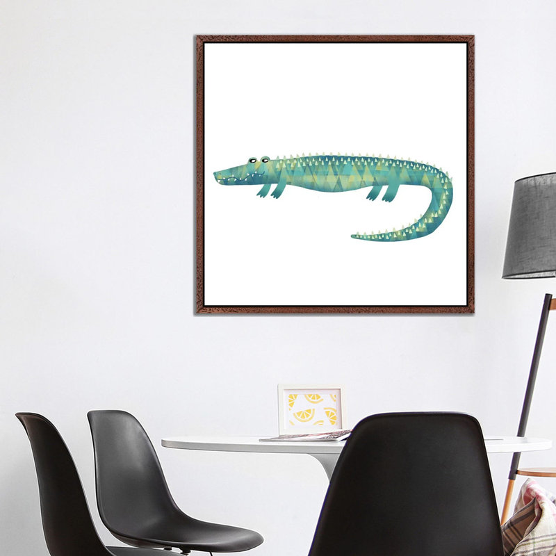 Alligator by Nic Squirrell - Print on Canvas, 93.98 cm H x 93.98 cm W, Classic Brown Wood Framed