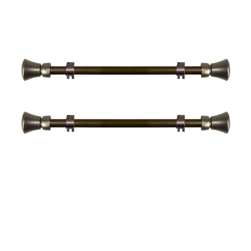 Steel Rod/ Resin Finial Adjustable Single Curtain Rod, Antique Gold