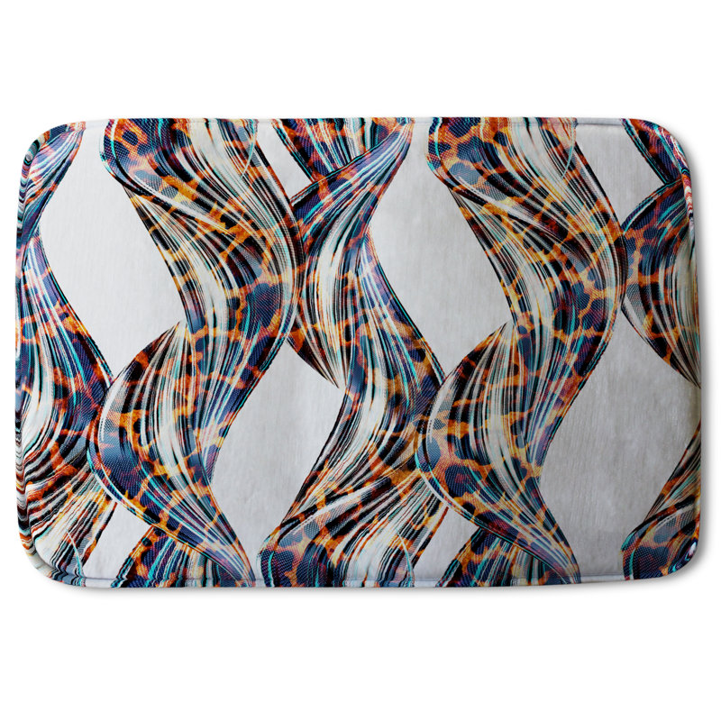 Ajeet Non-Slip Bath Rug, Neon Safari Wave