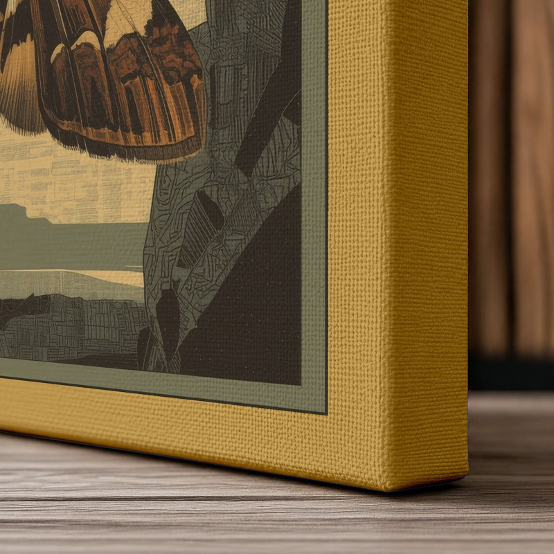 Locomotive at Night Geometric - Wrapped Canvas, 36x24 - 91.4 x 61.0 cm, Ochre Border