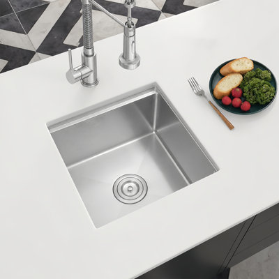 LQS 17"L X 17"W Workstation Undermount Bar Prep RV Sink Stainless Steel Small Kitchen Sink