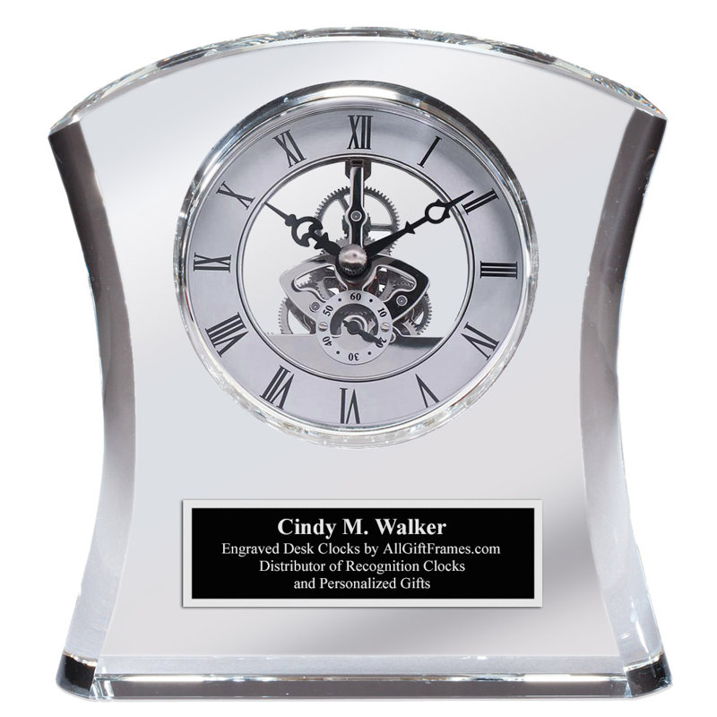 Analog Cherry Solid Wood Quartz Movement / Crystal Tabletop Clock in Silver, Yes