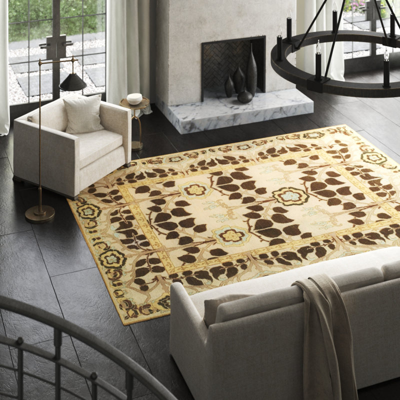 Inverness Wool Oriental Area Rug in Beige/Brown, Rectangle 12' x 16'