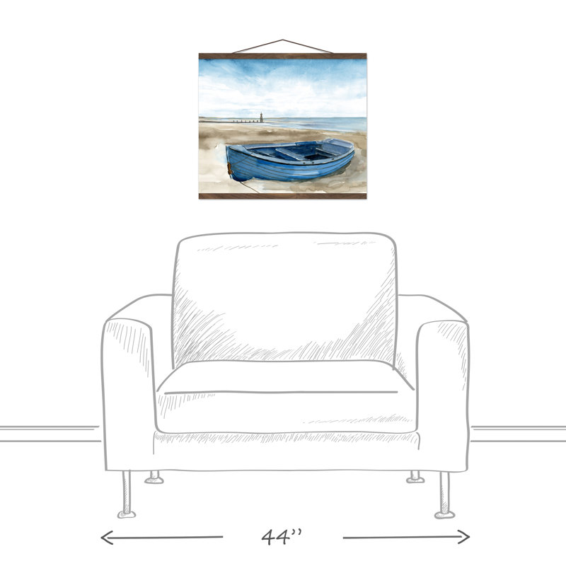 Barque bleue - Peinture sur toile encadrée