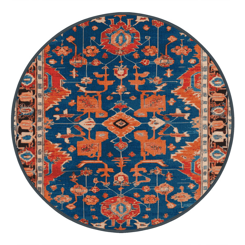 Tapis gris Tabriz lavable à la machine, Rond 7 pi