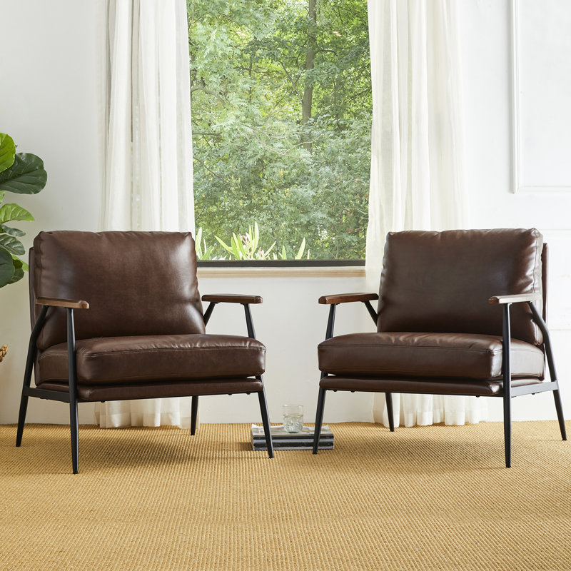 Avers Faux Leather Armchair, Coffee Faux Leather