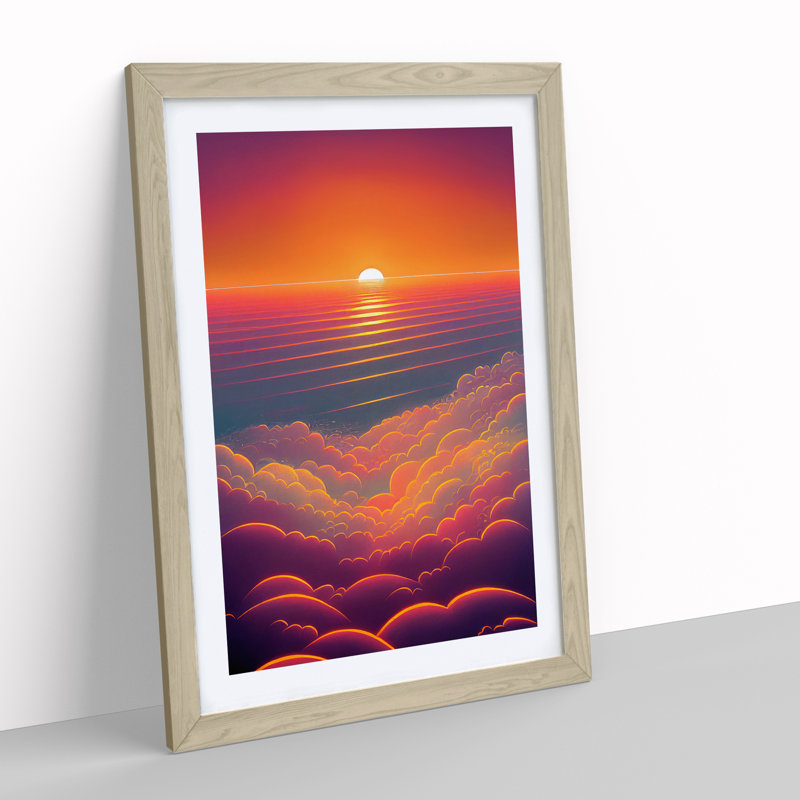 Soothing Sunset - Single Picture Frame Print, 34cm H x 25cm W x 2cm D, Oak Framed