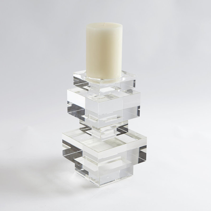 Transitional Geometric Crystal Pillar Candlestick Holder