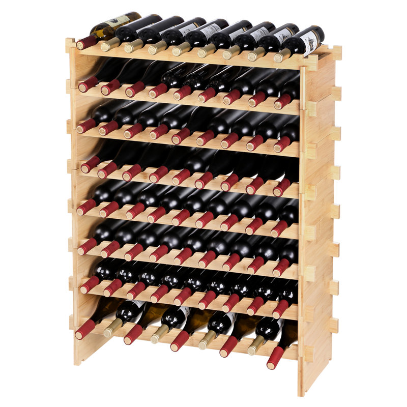 Support à vin modulaire empilable à 8 niveaux, en bois, pour bouteilles en bois naturel, pour 72 personnes