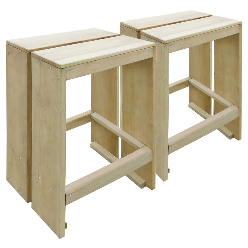 Perris Union Rustic Bar Set with Solid Wood Outer Material