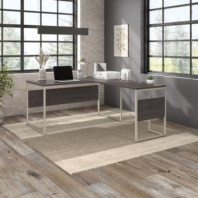 Ensemble de bureau d'ordinateur en forme de L Gaythorne en gris orage - réversible