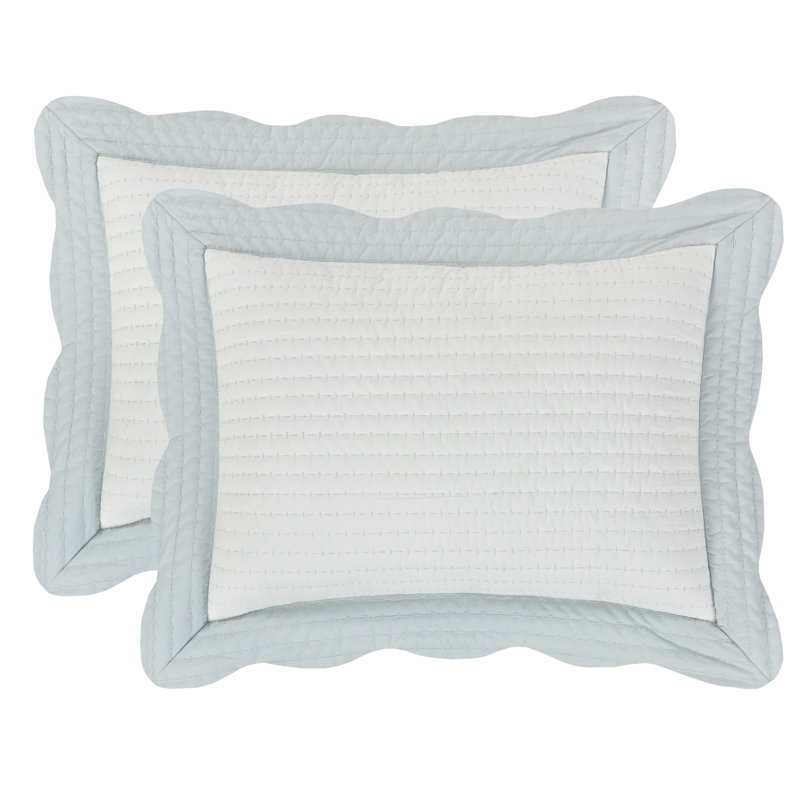 King Size Blue and White Quilted Cotton Sham