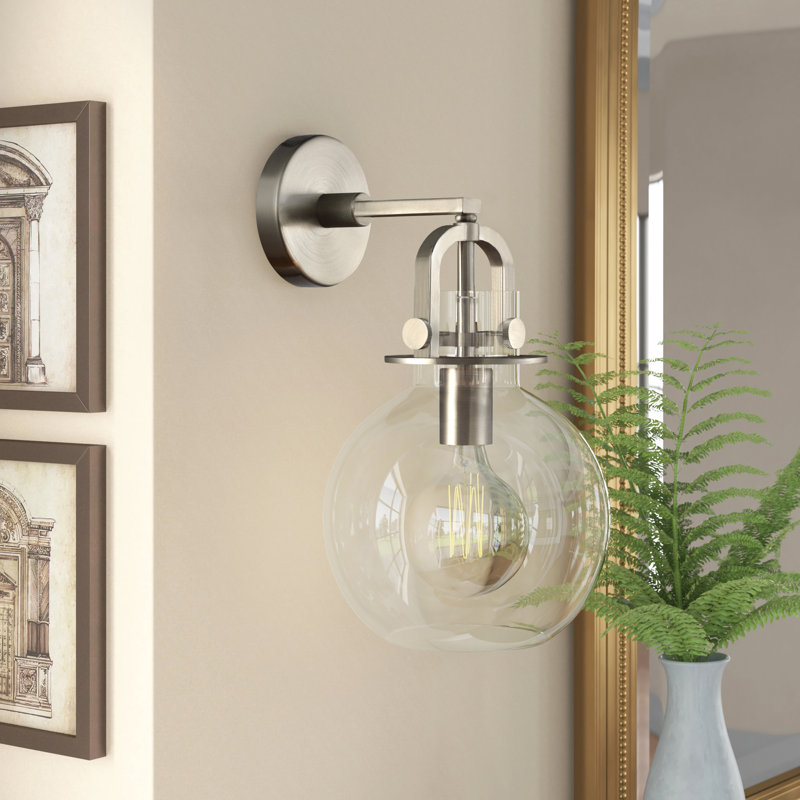 Borgen Armed Sconce, Brushed Satin Nickel, Incandescent