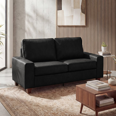 71.5" Vegan Leather Sofa with Wide Square Arms and Storage Pockets for Living Room Upholstered Couch