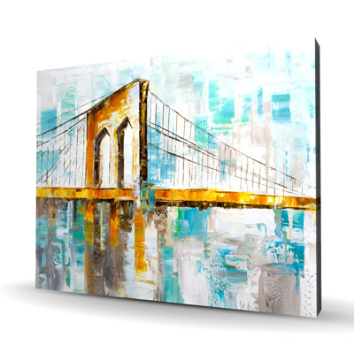 Brooklyn Bridge Bedroom Orange Canvas | Home Decor Art